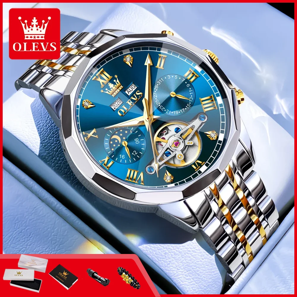 OLEVS 6620 Men's Watches Hollow Flywheel Dual Calendar Moon Phase Waterproof Luminous Multifunction Automatic Mechancial Watches
OLEVS 6620 Men's Watches Hollow Flywheel Dual Calendar Moon Phase Waterproof Luminous Multifunction Automatic Mechancial Watches