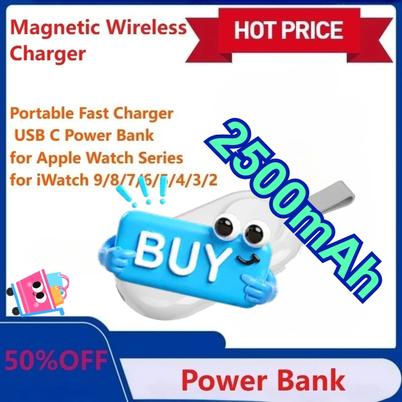 New 2500mAh USB C Power Bank Portable Fast Charger Magnetic Wireless Charger for iWatch 9/8/7/6/5/4/3/2 for Apple Watch Series
New 2500mAh USB C Power Bank Portable Fast Charger Magnetic Wireless Charger for iWatch 9/8/7/6/5/4/3/2 for Apple Watch Series