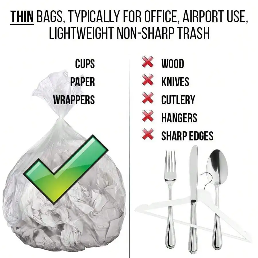8 Gallon Clear Trash Bags 75 Pack For Office Airport Lightweight Non-Sharp Waste
8 Gallon Clear Trash Bags 75 Pack For Office Airport Lightweight Non-Sharp Waste