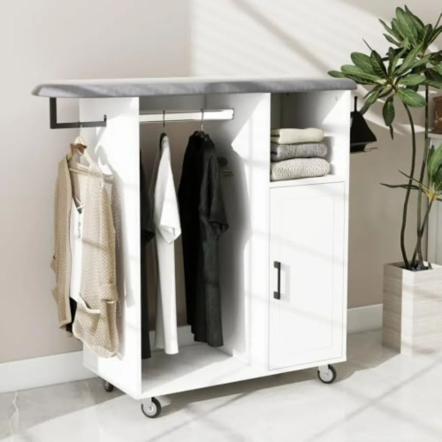 Передвижная гладильная доска-тележка с отсеком для хранения, держателем для утюга и вешалкой для одежды, многофункциональный гладильный шкаф на колесиках
Передвижная гладильная доска-тележка с отсеком для хранения, держателем для утюга и вешалкой для одежды, многофункциональный гладильный шкаф на колесиках