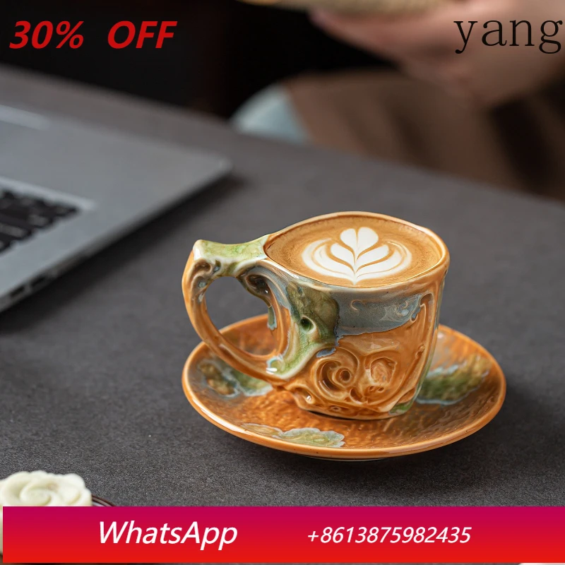 LMM ceramic coffee cup and saucer set high value latte latte retro mug
LMM ceramic coffee cup and saucer set high value latte latte retro mug