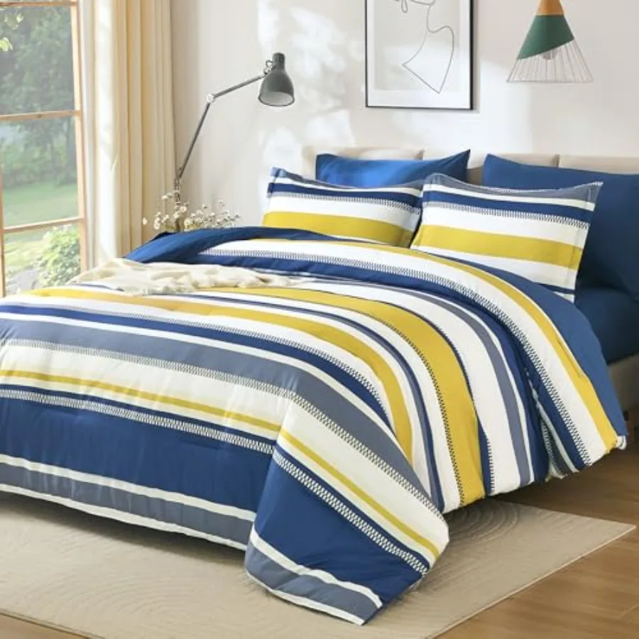 Comforter Size Set 7 Pieces Bed in a Bag Comforter Set Soft Boho Striped Bedding Sets with Sheets Pillowcases and Shams
Comforter Size Set 7 Pieces Bed in a Bag Comforter Set Soft Boho Striped Bedding Sets with Sheets Pillowcases and Shams