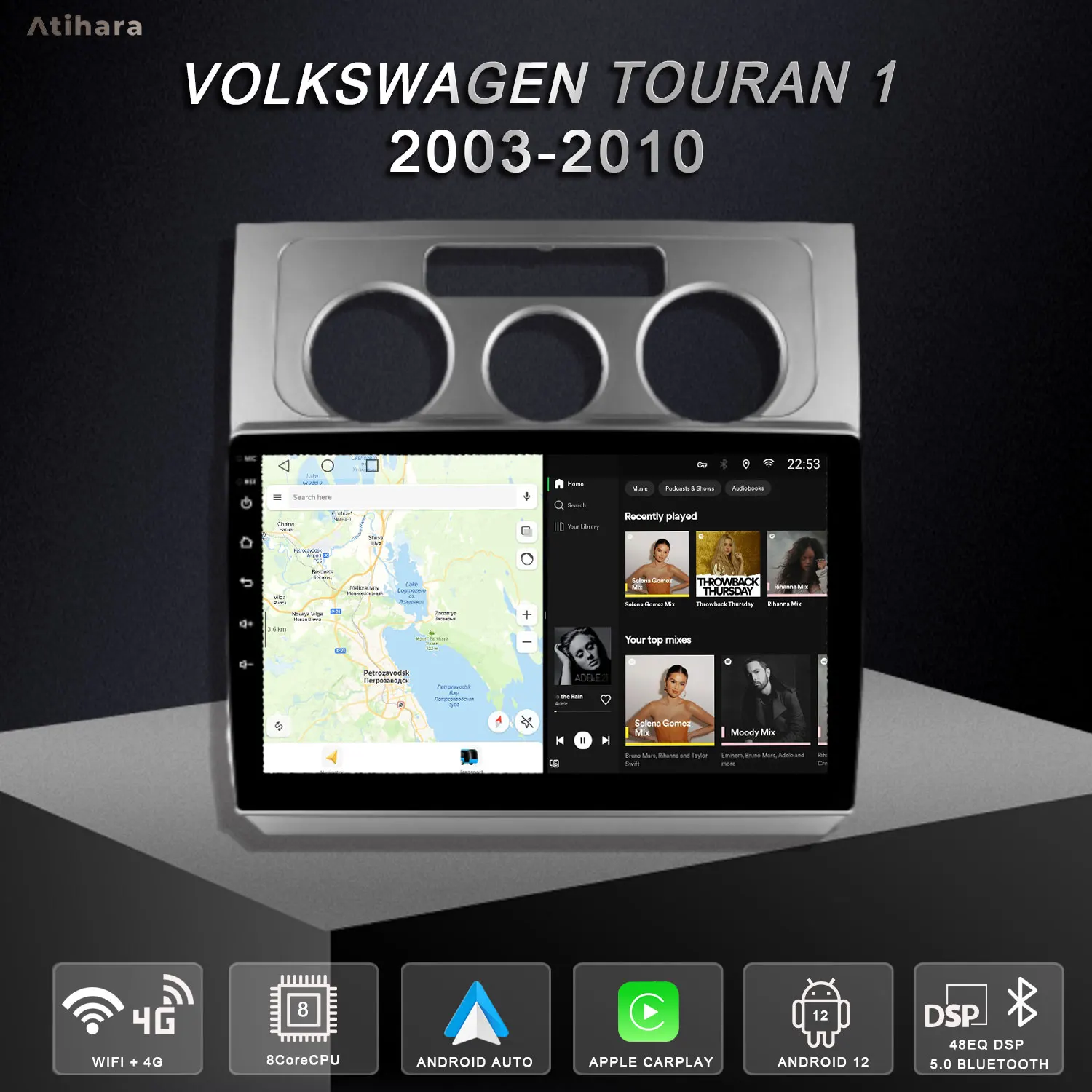 Atihara 10.1" Android Car Radio Carplay Auto For Volkswagen Touran 1 2003-2010, WIFI+4G GPS Stereo RDS DSP Mirrorlink HD Audio 
Atihara 10.1" Android Car Radio Carplay Auto For Volkswagen Touran 1 2003-2010, WIFI+4G GPS Stereo RDS DSP Mirrorlink HD Audio