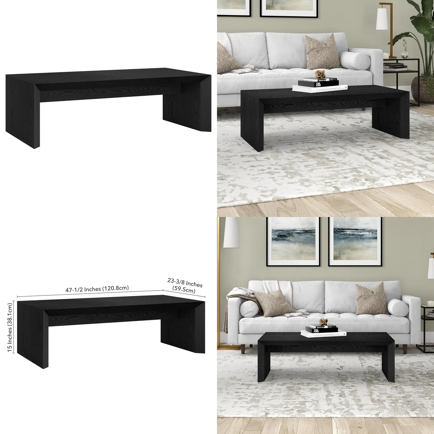 48" Rectangular Low-Profile Coffee Table Natural Black Metal Frame Wood Look Living Room Office Customized
48" Rectangular Low-Profile Coffee Table Natural Black Metal Frame Wood Look Living Room Office Customized