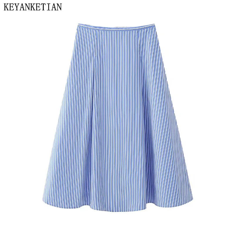KEYANKETIAN 2024 New Launch Women's Striped MIDI Skirt Side Zipper High waist Double Pockets Fashion A-line Ankle-length Skirt
KEYANKETIAN 2024 New Launch Women's Striped MIDI Skirt Side Zipper High waist Double Pockets Fashion A-line Ankle-length Skirt