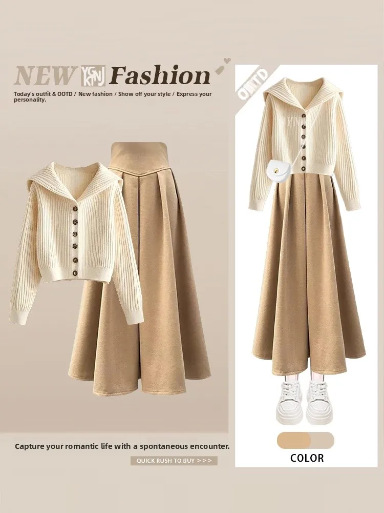 Sweet Sle Knitted Open Cardigan And Pleated Skirt Set Women's Autumn High Waist Concealing Faion Ensemble Commute Ready
Sweet Sle Knitted Open Cardigan And Pleated Skirt Set Women's Autumn High Waist Concealing Faion Ensemble Commute Ready