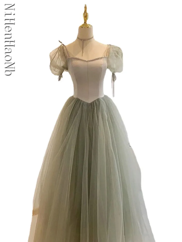 2023 New Light Green Evening Dress Vintage Puff Sleeve Princess Robe De Soiree Elegant Floor-length Quinceanera Dresses
2023 New Light Green Evening Dress Vintage Puff Sleeve Princess Robe De Soiree Elegant Floor-length Quinceanera Dresses