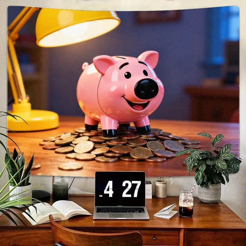 1PC Cute Pink Piggy Bank & Gold Coins Tapestry, Modern Wall Art for Savings, Prosperity, Good Luck Home Room Decor Gift
1PC Cute Pink Piggy Bank & Gold Coins Tapestry, Modern Wall Art for Savings, Prosperity, Good Luck Home Room Decor Gift
