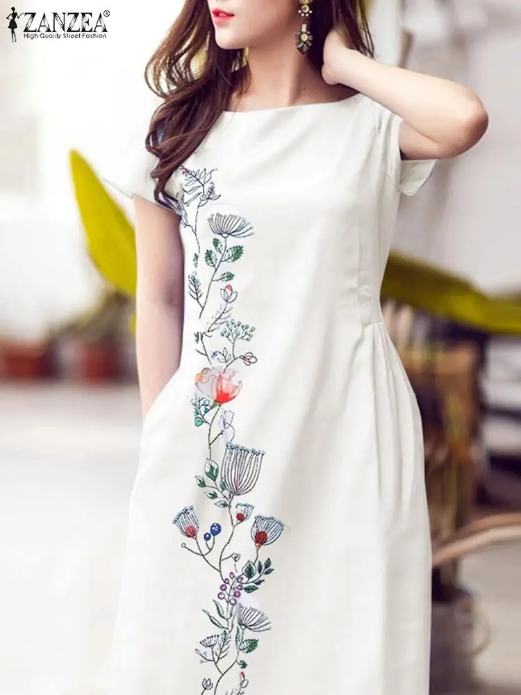 ZANZEA 2024 Summer Retro Dress Vintage Solid Women Short Sleeve Floral Print Vestidos Casual Loose Holiday Round Neck Long Robes
ZANZEA 2024 Summer Retro Dress Vintage Solid Women Short Sleeve Floral Print Vestidos Casual Loose Holiday Round Neck Long Robes
