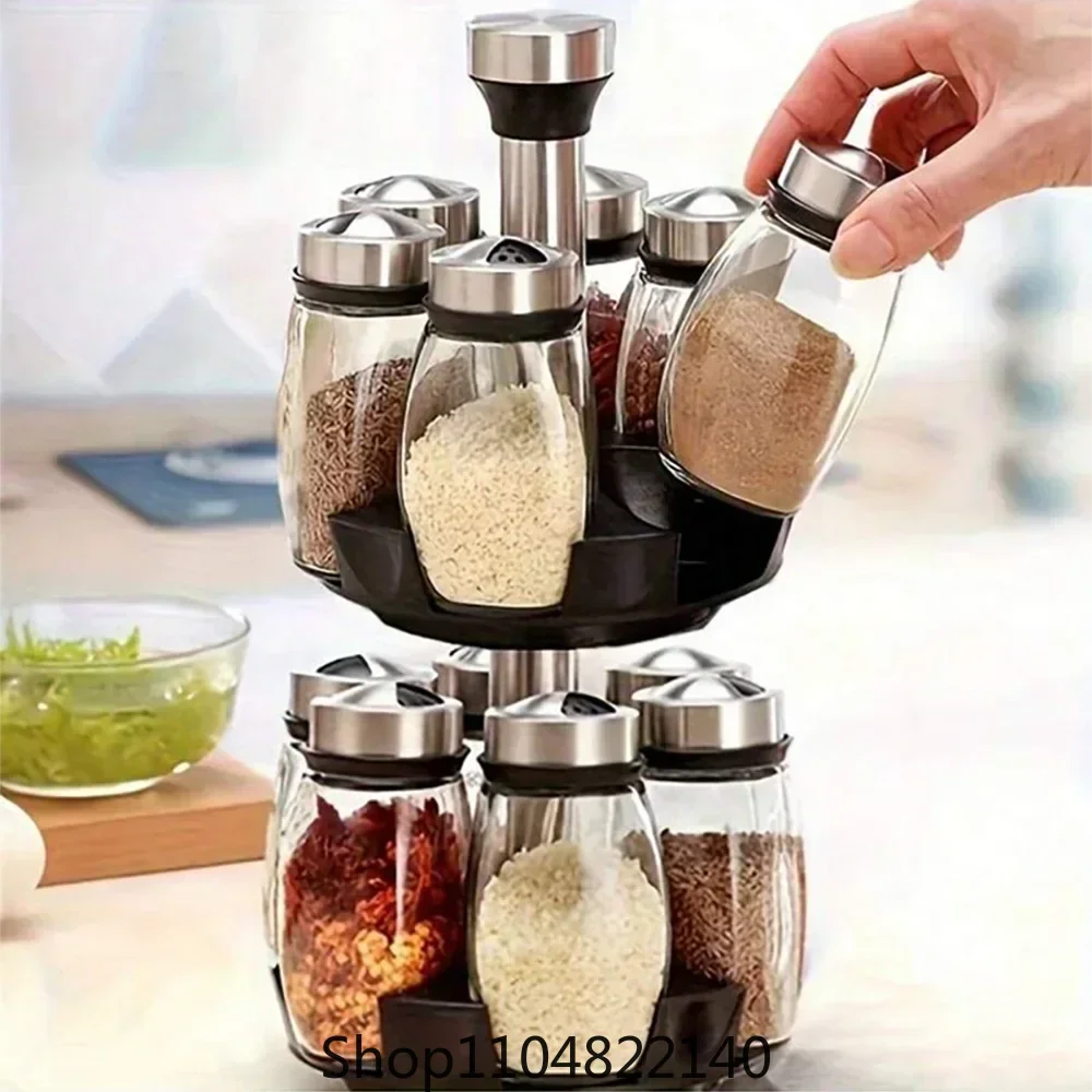 1set Spice Jar Set Rack Glass Organizer Rotating Glass Seasoning Sugar Pepper Bottles Salt Shakers Holder Kitchen Storage Rack
1set Spice Jar Set Rack Glass Organizer Rotating Glass Seasoning Sugar Pepper Bottles Salt Shakers Holder Kitchen Storage Rack