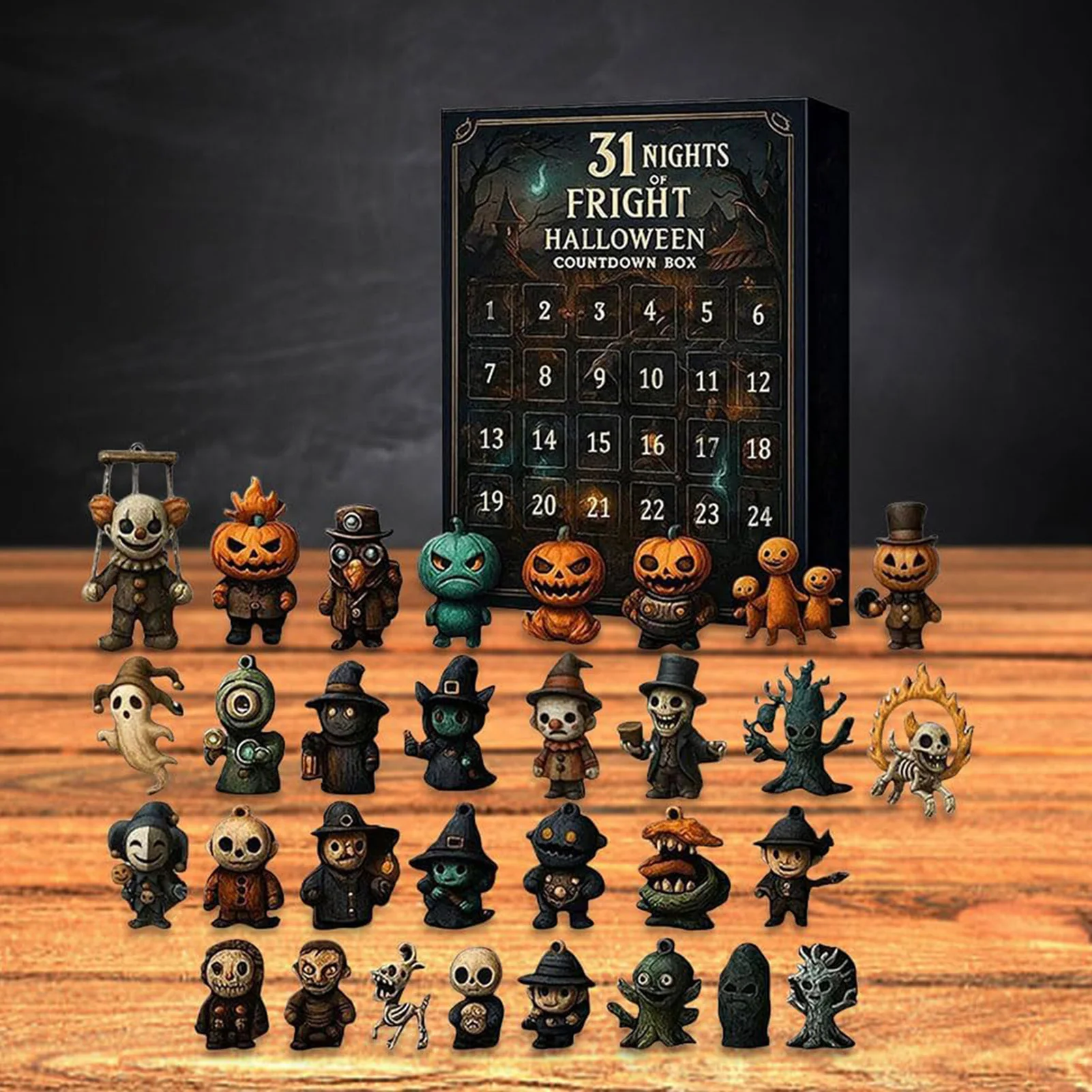 31Nights Of Fright Spook, коробка обратного отсчета для Хэллоуина, персонализированный комплект кукол обратного отсчета для праздника
31Nights Of Fright Spook, коробка обратного отсчета для Хэллоуина, персонализированный комплект кукол обратного отсчета для праздника