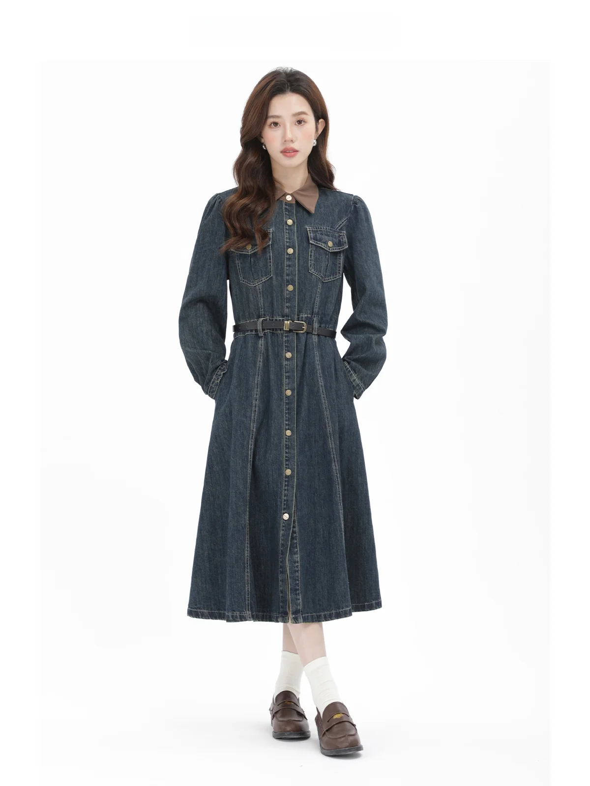 Slimming A-Line Denim Patchwork Dress Women's Elegant Long Dress Spring 2024 Xinmon Waist-Cinching Collar Long Sleeve
Slimming A-Line Denim Patchwork Dress Women's Elegant Long Dress Spring 2024 Xinmon Waist-Cinching Collar Long Sleeve