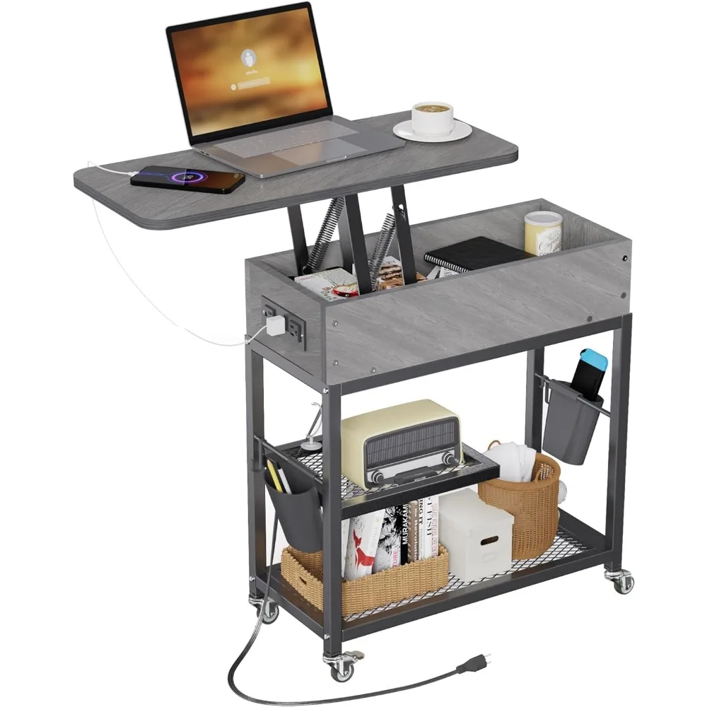 Lift Top End Table with Charging Station and Wheels, Sofa Side Table with USB Port & AC Outlets, Movable Bedside Nightsta
Lift Top End Table with Charging Station and Wheels, Sofa Side Table with USB Port & AC Outlets, Movable Bedside Nightsta