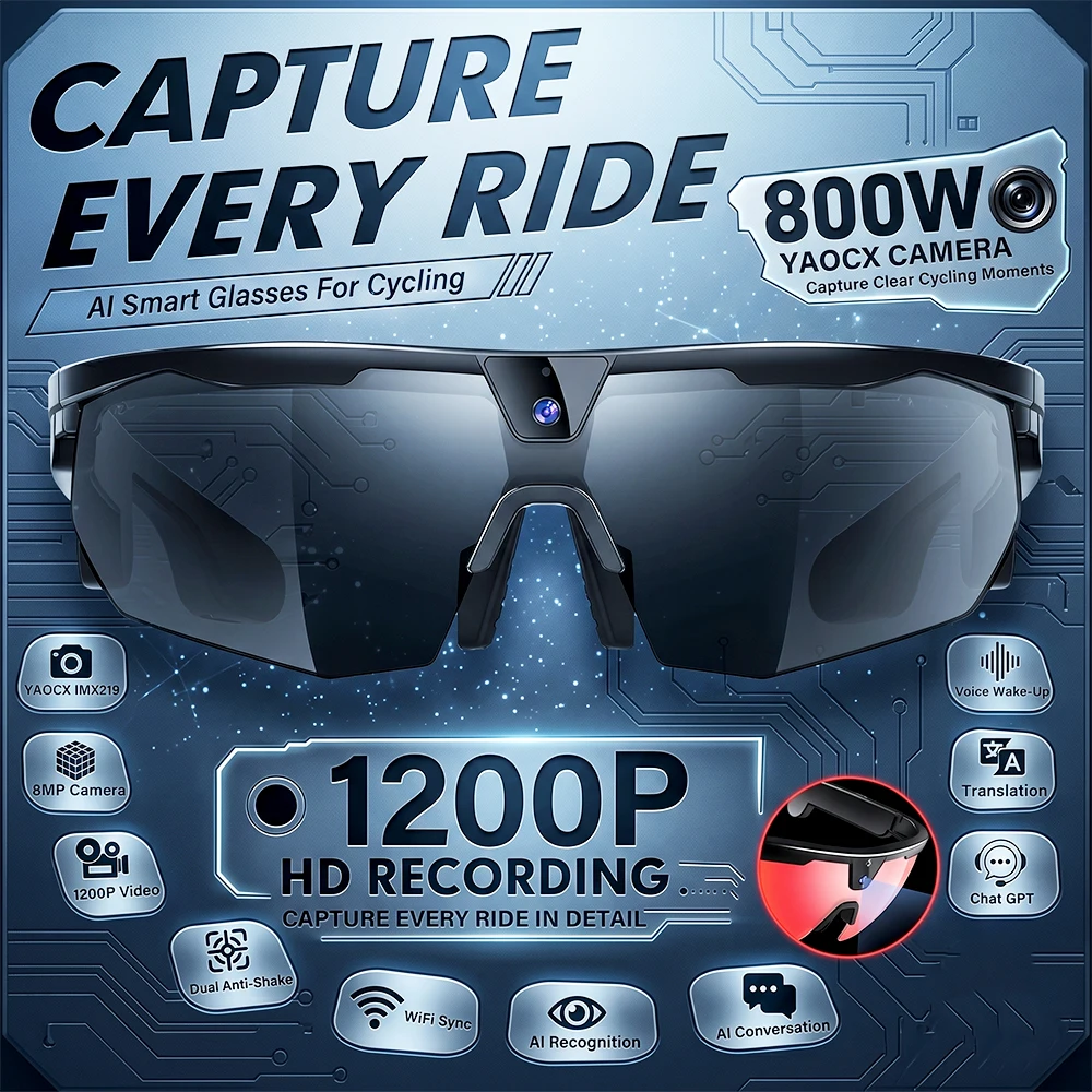 AI Real Time Translation 2026 Smart Cycling Glasses Wireless Call 8MP HD Camera Anti Shake Sports Sunglasses IP66 Dust Resistant
AI Real Time Translation 2026 Smart Cycling Glasses Wireless Call 8MP HD Camera Anti Shake Sports Sunglasses IP66 Dust Resistant
