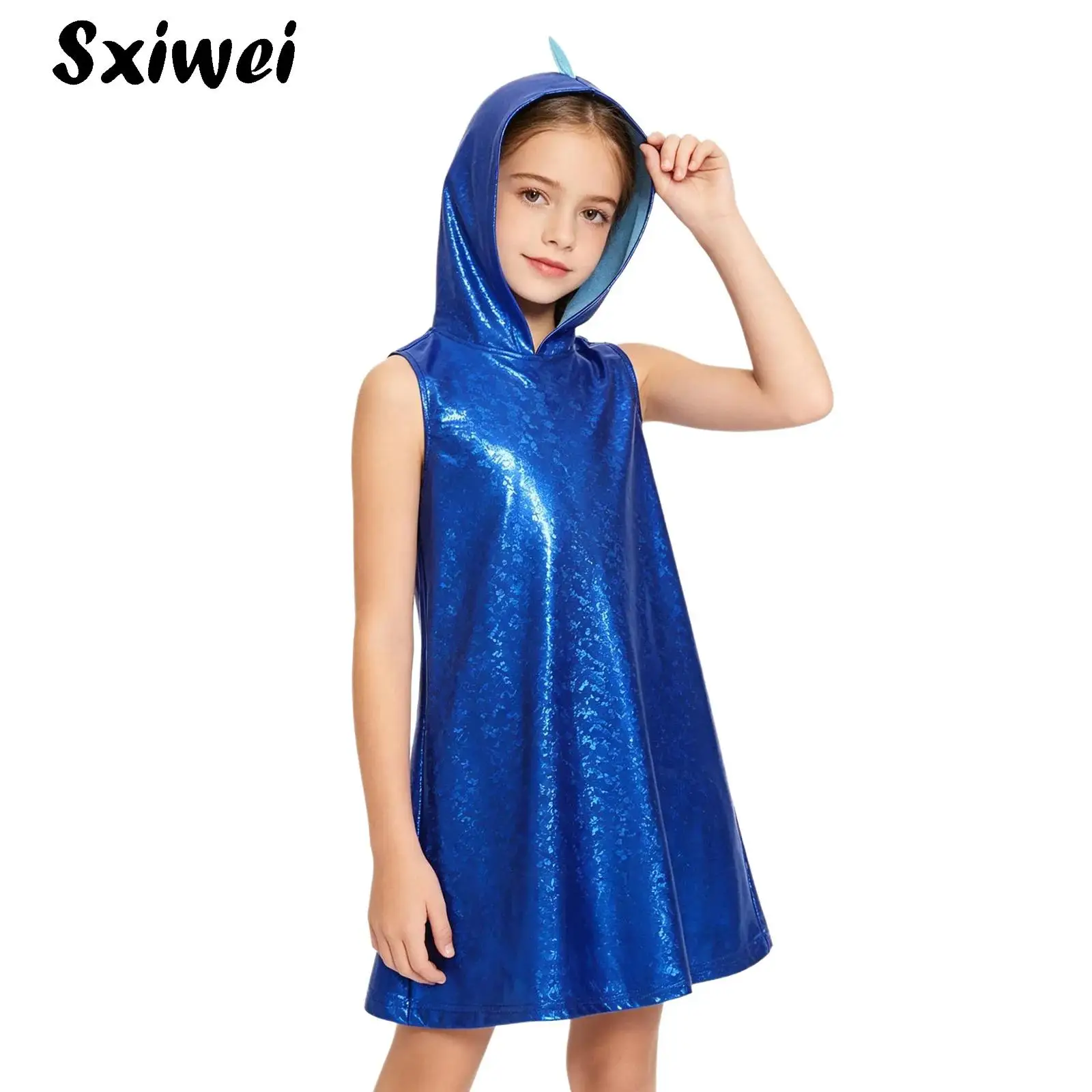 Child Funny Animal Costume Girls Dinosaur Dress Metallic Gloss Sleeveless Dragon Hooded 3D Tail Dress for Xmas Party Performance
Child Funny Animal Costume Girls Dinosaur Dress Metallic Gloss Sleeveless Dragon Hooded 3D Tail Dress for Xmas Party Performance