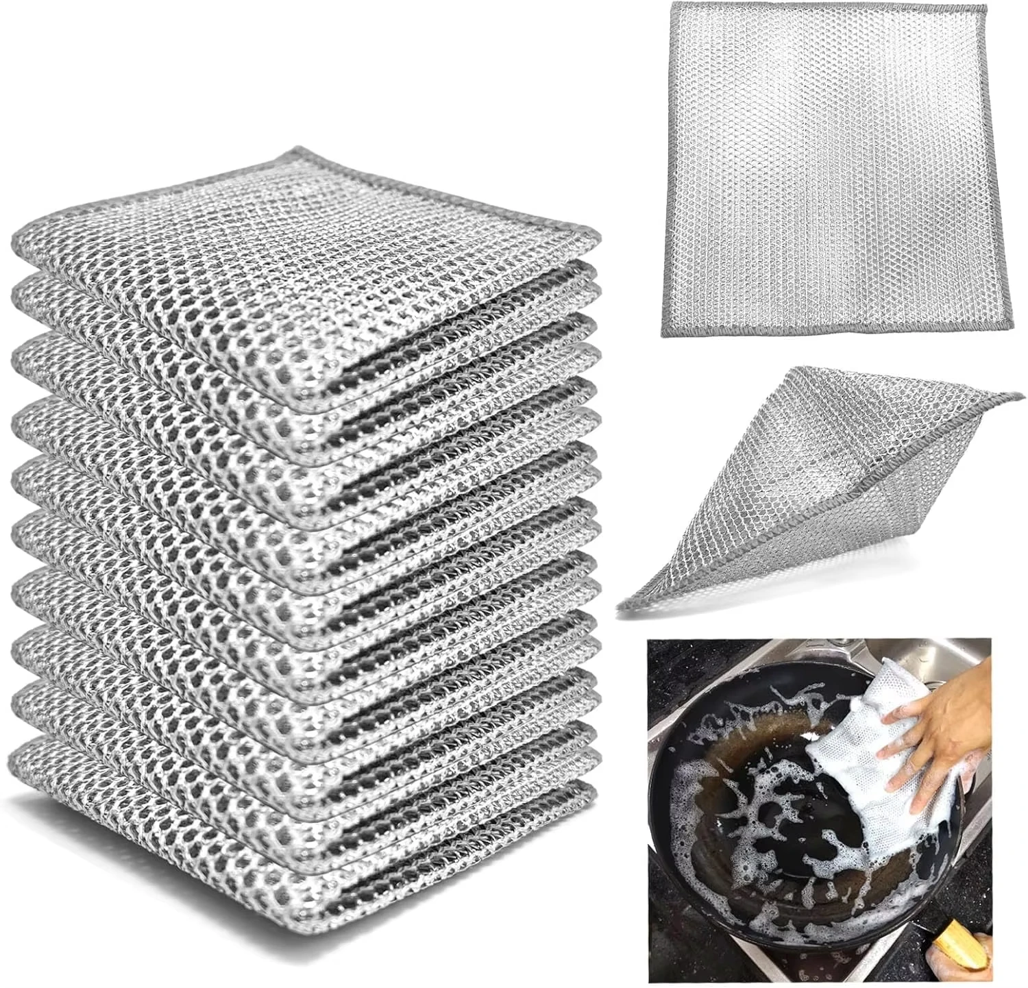 Non Scratch Wire Dishcloth, Multipurpose Wire Dishwashing Rag for Wet and Dry, Reusable Steel Wool Scrubber for Kitchen Cleaning
Non Scratch Wire Dishcloth, Multipurpose Wire Dishwashing Rag for Wet and Dry, Reusable Steel Wool Scrubber for Kitchen Cleaning
