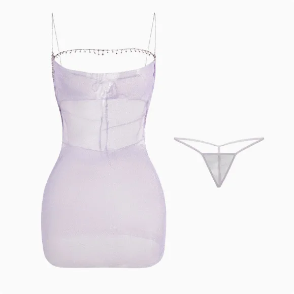 Sexy Dress For Women Shimmering Low-cut Halter Neck Bodycon Dress Purple Mesh Transparent Pure Desire Dress Elegant H2KS
Sexy Dress For Women Shimmering Low-cut Halter Neck Bodycon Dress Purple Mesh Transparent Pure Desire Dress Elegant H2KS