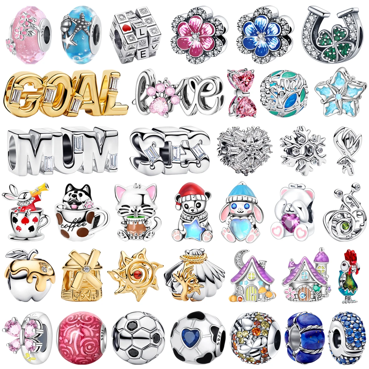 New 925 Sterling Silver Flower Letter Safety Buckle Football Cat Eye Glass Bead for Women's DIY Bracelet Necklace Jewelry Gift
New 925 Sterling Silver Flower Letter Safety Buckle Football Cat Eye Glass Bead for Women's DIY Bracelet Necklace Jewelry Gift