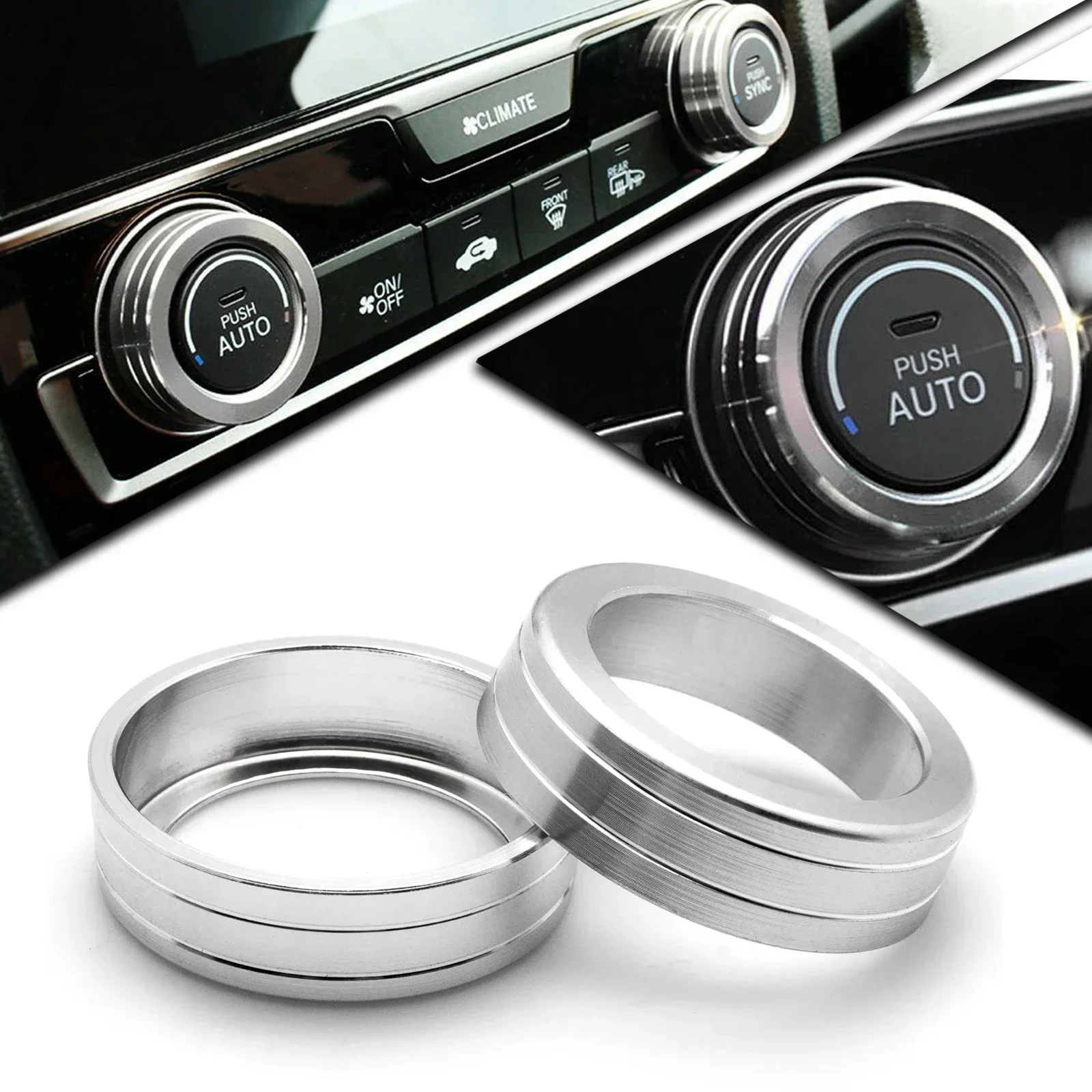 Серебристая внутренняя накладка на центральную панель управления климат-контролем, кольцо-накладка на переключатель для Honda Civic 2016-2021
Серебристая внутренняя накладка на центральную панель управления климат-контролем, кольцо-накладка на переключатель для Honda Civic 2016-2021