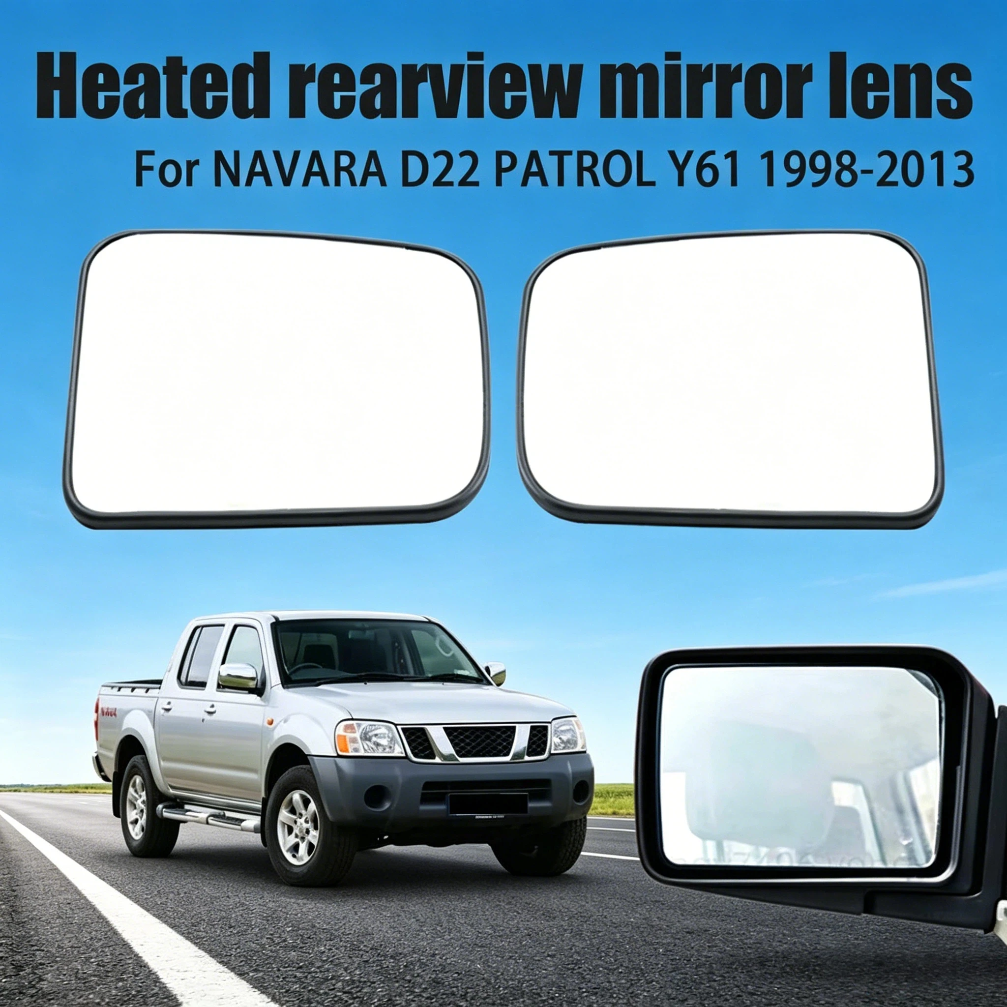 Exterior Car Wide Angle Heated Rearview Mirror Lens For Nissan NAVARA D22 PATROL Y61 1998 - 2013 Mirrored Glass Car Accessories
Exterior Car Wide Angle Heated Rearview Mirror Lens For Nissan NAVARA D22 PATROL Y61 1998 - 2013 Mirrored Glass Car Accessories