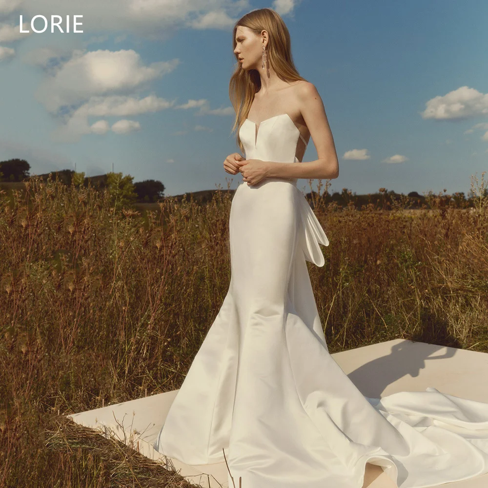 LORIE Elegant Satin Strapless Wedding Dresses Backless Bow Mermaid Bride Prom Gown Chic Floor-Length Bridal Gowns Customized
LORIE Elegant Satin Strapless Wedding Dresses Backless Bow Mermaid Bride Prom Gown Chic Floor-Length Bridal Gowns Customized