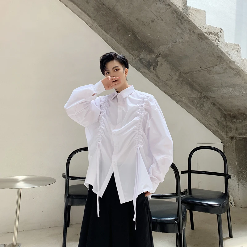 Men's Long-Sleeved Shirt Spring And Autumn New Fashion Personality Draw Rope Fold Casual Loose Large Size Shirt
Men's Long-Sleeved Shirt Spring And Autumn New Fashion Personality Draw Rope Fold Casual Loose Large Size Shirt