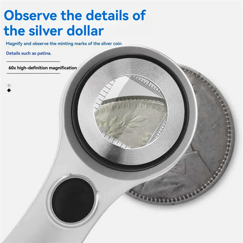 ABDJ-60X Handheld Magnifier Optical Magnifier For Coin And Jewelry Inspection For The Elderly, Myopia, Dusk
ABDJ-60X Handheld Magnifier Optical Magnifier For Coin And Jewelry Inspection For The Elderly, Myopia, Dusk