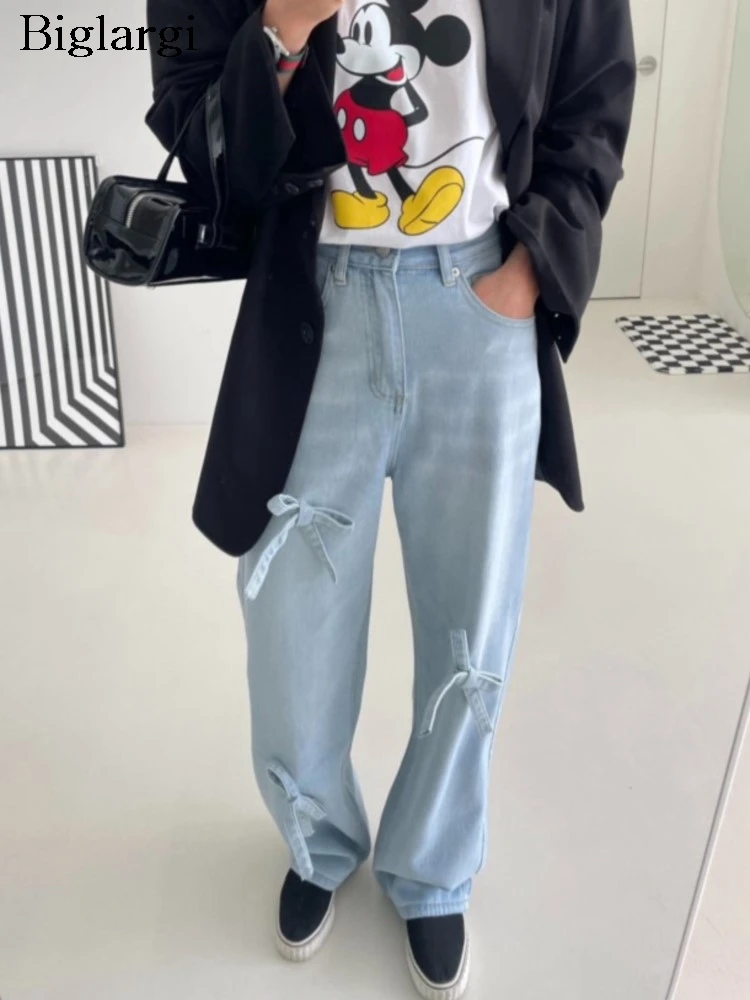 Jeans High Waist Autumn Pant Women Bow Fashion Casual High Waist Ladies Trousers Korean Style Loose Pleated Woman Straight Pants
Jeans High Waist Autumn Pant Women Bow Fashion Casual High Waist Ladies Trousers Korean Style Loose Pleated Woman Straight Pants