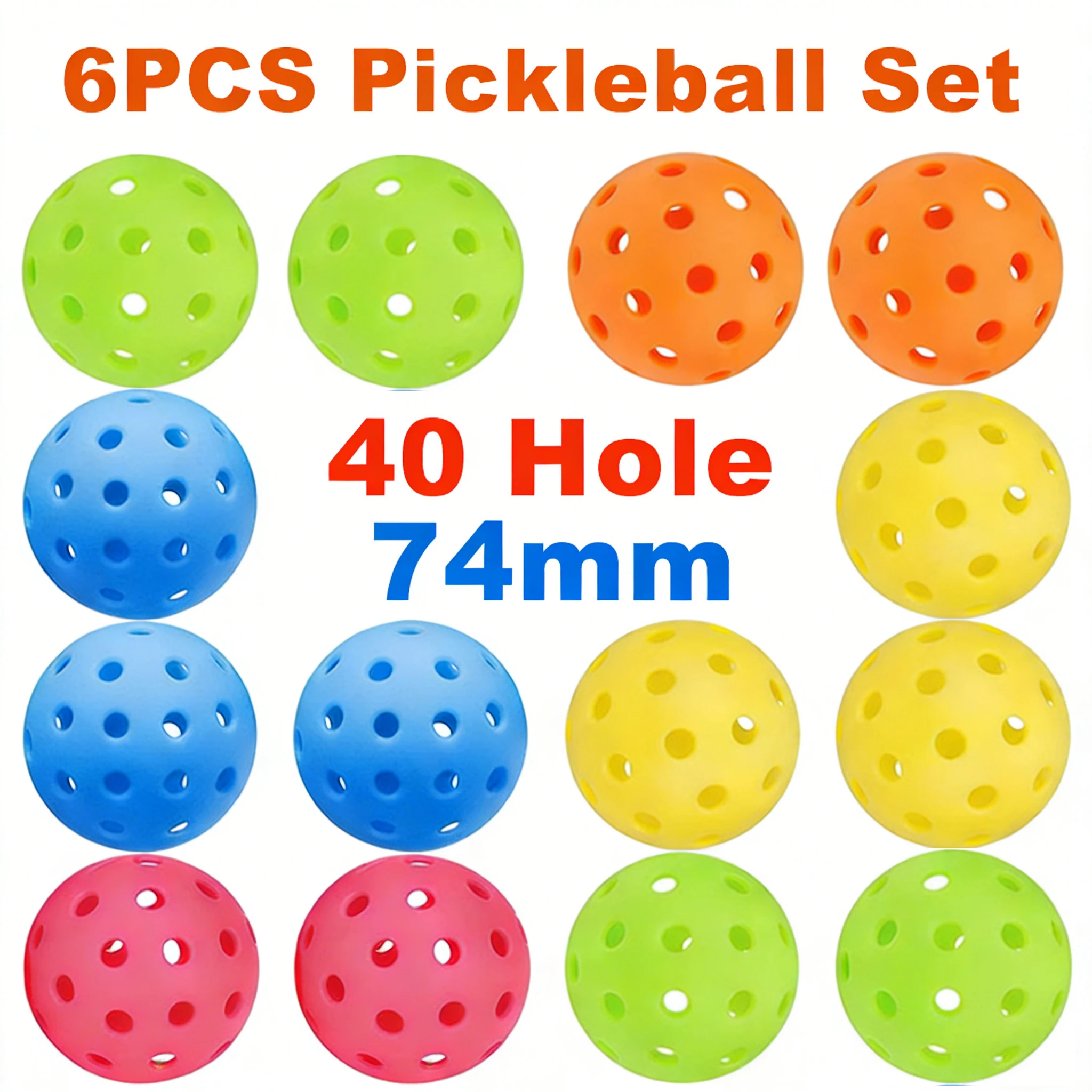 Набор из 6 мячей для пиклбола с 40 отверстиями, разноцветные, для улицы, с высоким отскоком, для тренировок и соревнований для взрослых
Набор из 6 мячей для пиклбола с 40 отверстиями, разноцветные, для улицы, с высоким отскоком, для тренировок и соревнований для взрослых