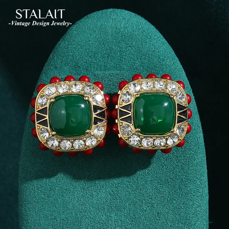 Square Vintage Green Stud Earrings Jewelry Red Rhinestone Gold Color Quality Wedding Accessories Natural Stone Quality New 2026
Square Vintage Green Stud Earrings Jewelry Red Rhinestone Gold Color Quality Wedding Accessories Natural Stone Quality New 2026