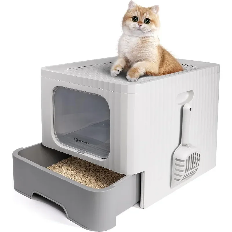 Enclosed Cat Litter Box, Large Covered Kitty Litter Box with Lid, Big Top Entry Deep Tray, Anti-SplashingEasy to Clean,
Enclosed Cat Litter Box, Large Covered Kitty Litter Box with Lid, Big Top Entry Deep Tray, Anti-SplashingEasy to Clean,