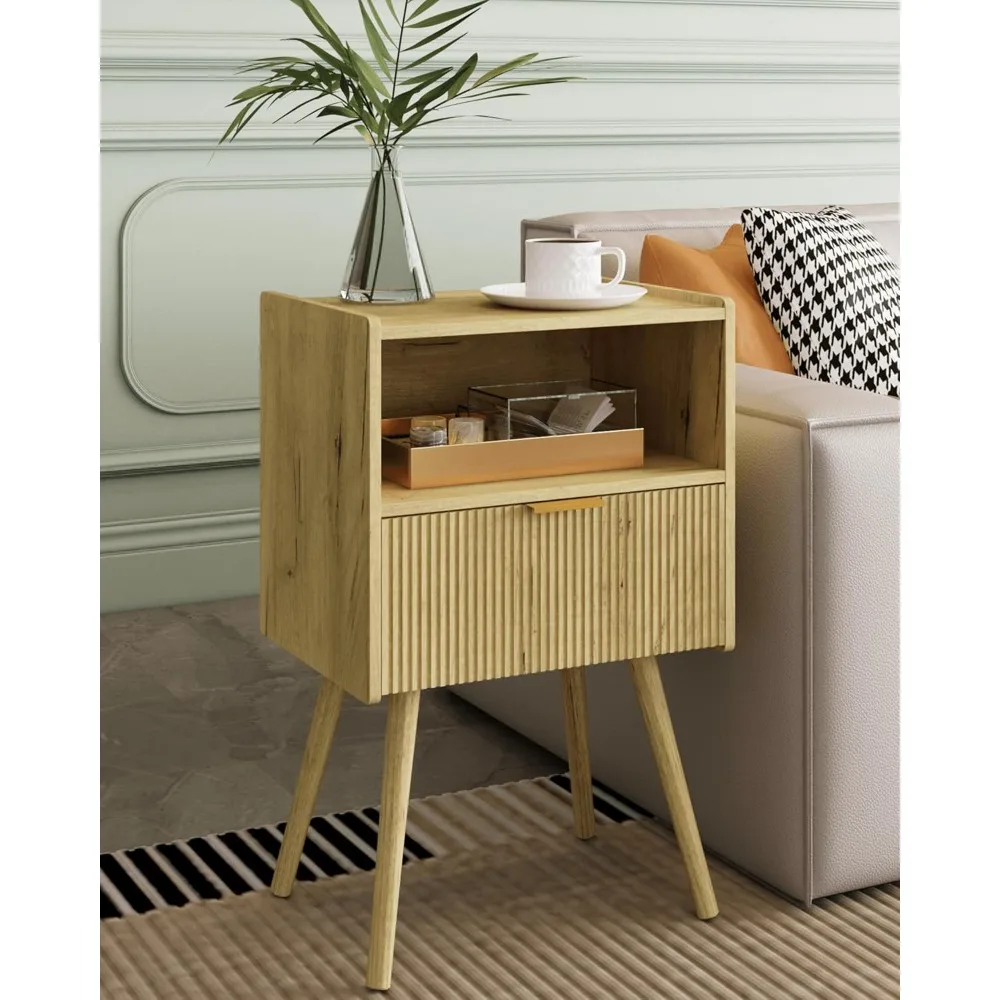 Modern Bedside Table with Storage Drawer and Open Wood Shelf, Accent Night Stand with Solid Wood Legs for Living Room
Modern Bedside Table with Storage Drawer and Open Wood Shelf, Accent Night Stand with Solid Wood Legs for Living Room