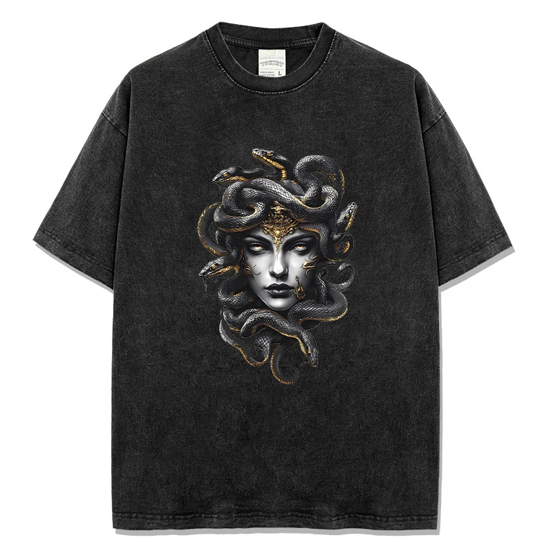 Summer Men's Casual T-shirt Washed Color Medusa Print Mens Designer Short Sleeve T Shirts Pure Cotton Comfortable Male Tops
Summer Men's Casual T-shirt Washed Color Medusa Print Mens Designer Short Sleeve T Shirts Pure Cotton Comfortable Male Tops