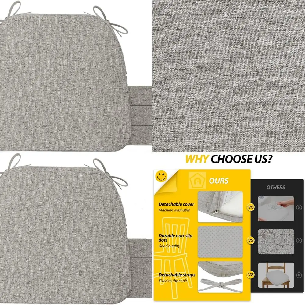 2 толстых подушки для сидений цвета хаки-серого цвета с завязками, съемные моющиеся чехлы, 17 x 16, набор из 4 шт.
2 толстых подушки для сидений цвета хаки-серого цвета с завязками, съемные моющиеся чехлы, 17 x 16, набор из 4 шт.