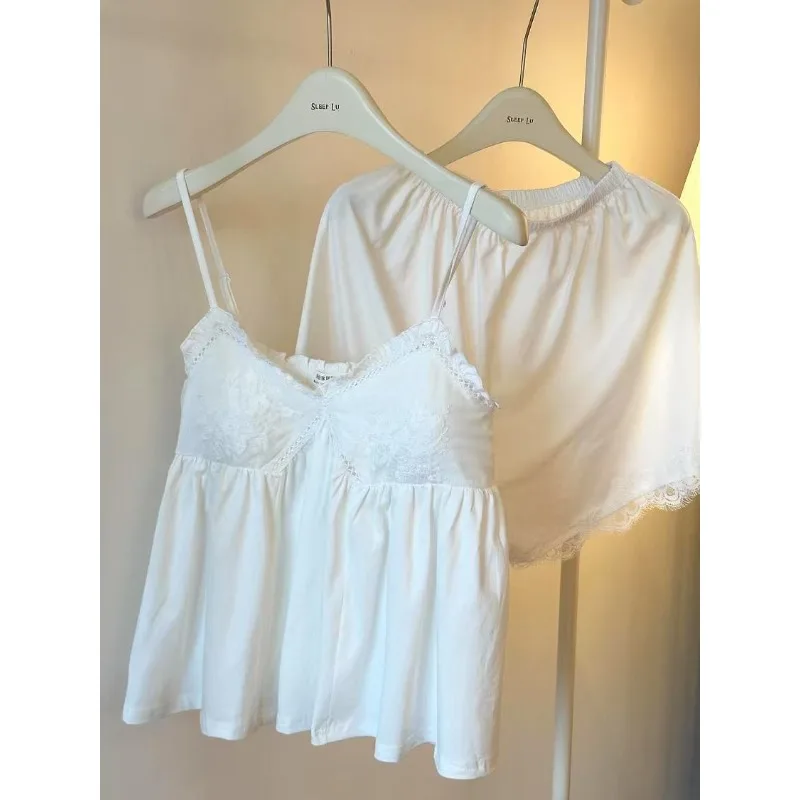 Women's Pajama Set White Cami Shorts White Two Pieces Soft Casual Summer Pajamas Sexy Sleepwear Home Wear Nightwear Clothing
Women's Pajama Set White Cami Shorts White Two Pieces Soft Casual Summer Pajamas Sexy Sleepwear Home Wear Nightwear Clothing