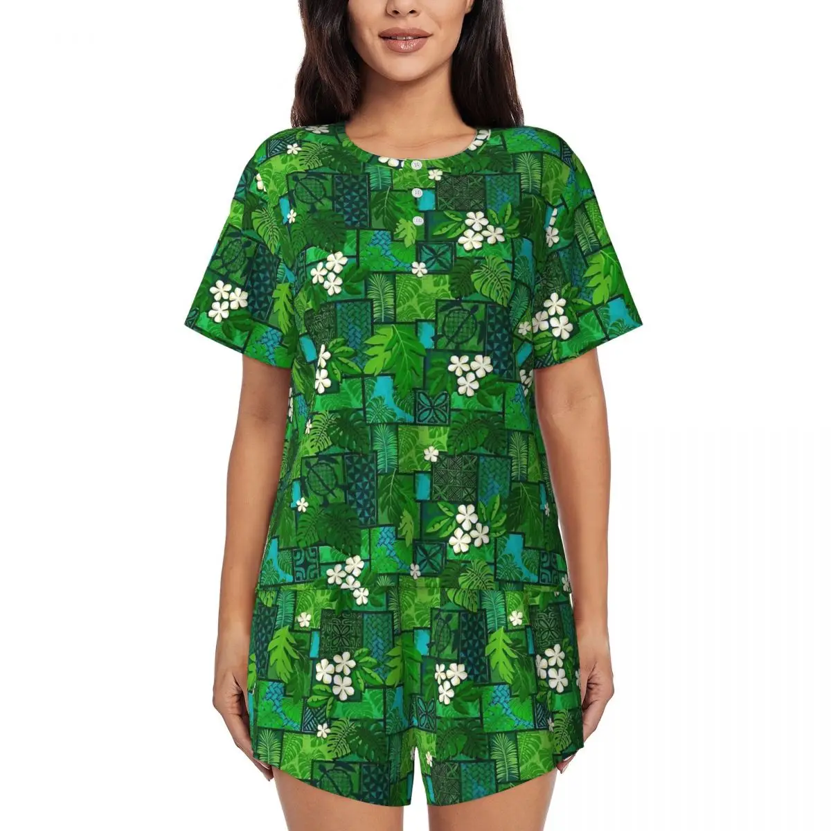 Hawaiian Green Leaf Pajamas White Floral Short Sleeves Romantic Pajamas Set Two Piece Casual Summer Home Suit Birthday Gift
Hawaiian Green Leaf Pajamas White Floral Short Sleeves Romantic Pajamas Set Two Piece Casual Summer Home Suit Birthday Gift