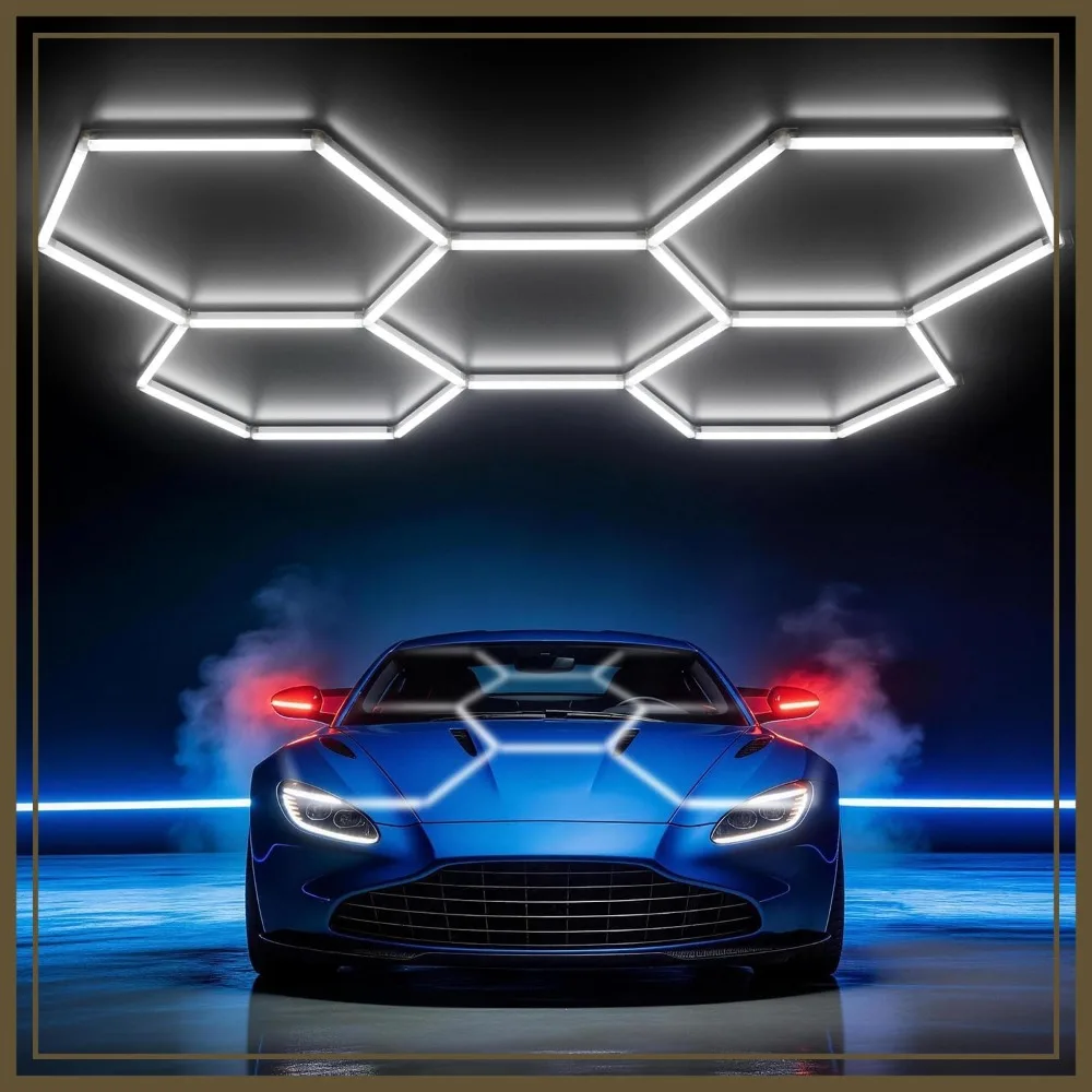 Ultra Bright Hexagon Garage Lights, 168W 16800LM 6500K, 5 Grids Honeycomb Design for Garage, Shop, Basement, Barber, Homegym
Ultra Bright Hexagon Garage Lights, 168W 16800LM 6500K, 5 Grids Honeycomb Design for Garage, Shop, Basement, Barber, Homegym