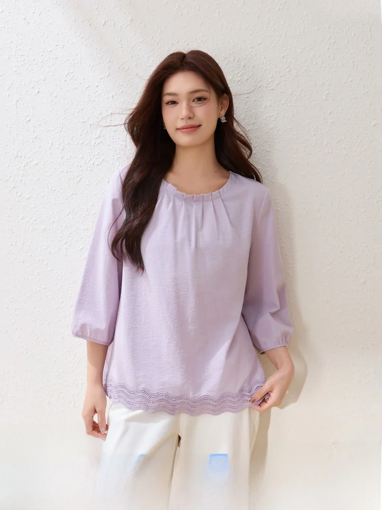 Chic Splice Lace Trim Shirt Elegant Intellectual plus Size Women's Summer New Style Korean Version round Neck Seven Sleeve
Chic Splice Lace Trim Shirt Elegant Intellectual plus Size Women's Summer New Style Korean Version round Neck Seven Sleeve