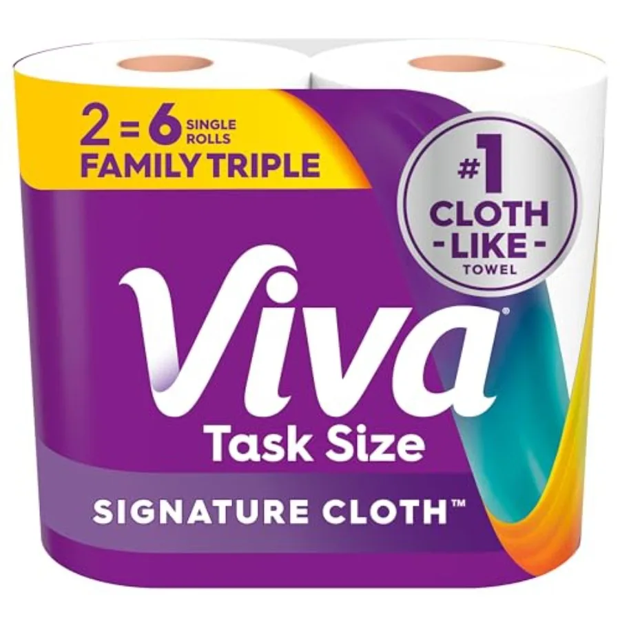 Viva Signature Cloth Paper Towels, Task Size, 2 Family Triple Rolls, 141 Sheets per Roll Packaging May Vary
Viva Signature Cloth Paper Towels, Task Size, 2 Family Triple Rolls, 141 Sheets per Roll Packaging May Vary