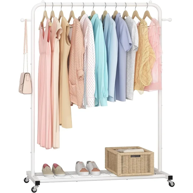 Clothes Rack on wheels with Bottom Mesh Storage Shelf,Sturdy Metal Frame,Rolling Garment Rack for Hanging Clothes,Coats
Clothes Rack on wheels with Bottom Mesh Storage Shelf,Sturdy Metal Frame,Rolling Garment Rack for Hanging Clothes,Coats
