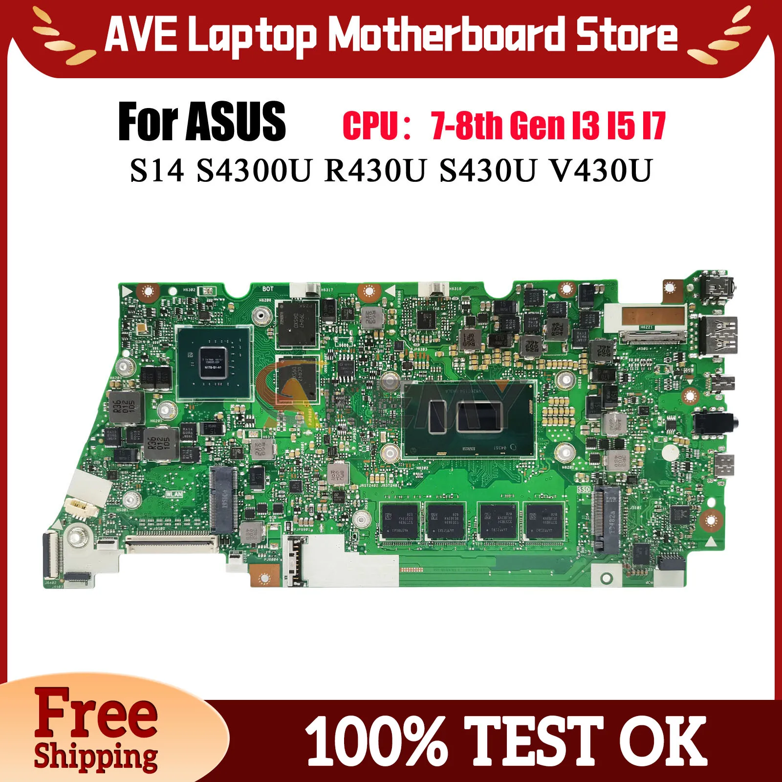 X430UN Laptop Motherboard For ASUS VivoBook S430U V430U S4300U S14 X430U X430UN K430U R430U Mainboard With I3 I5 I7 CPU tests OK
X430UN Laptop Motherboard For ASUS VivoBook S430U V430U S4300U S14 X430U X430UN K430U R430U Mainboard With I3 I5 I7 CPU tests OK