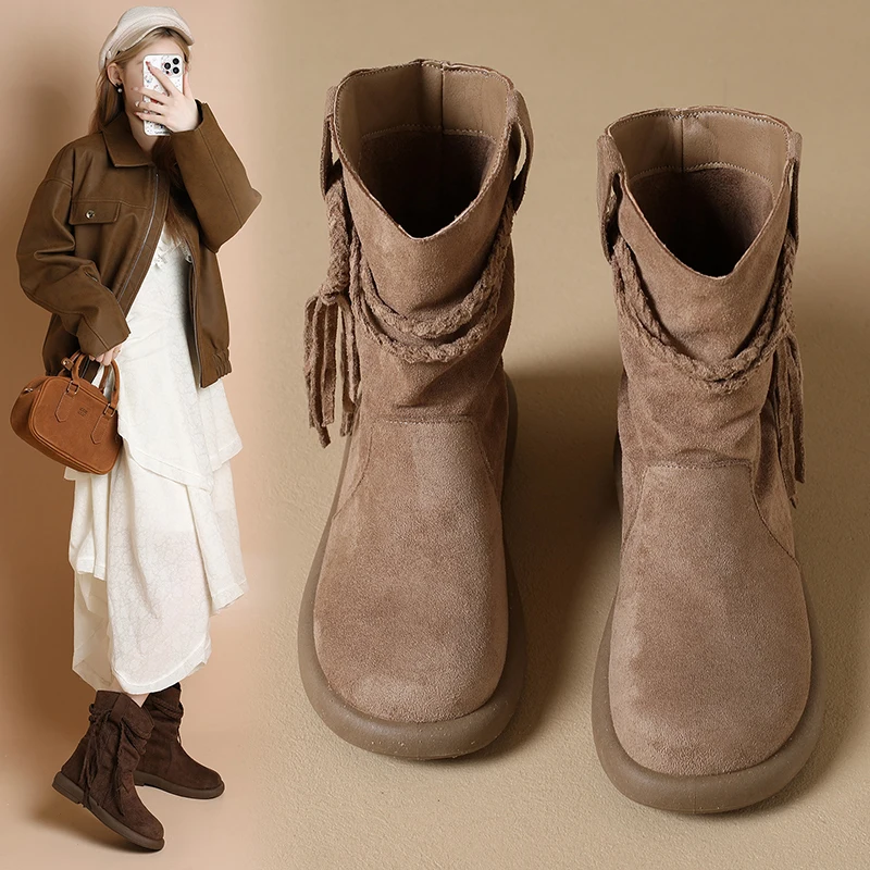 Ботильоны в богемном стиле, плиссированные короткие ботинки с бахромой в стиле вестерн 6506
Ботильоны в богемном стиле, плиссированные короткие ботинки с бахромой в стиле вестерн 6506