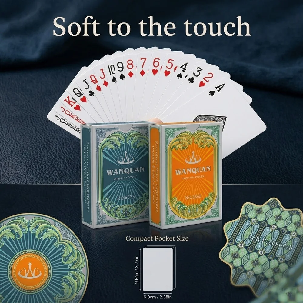 56 Premium PVC Playing Cards (6.0 cm x 9.6 cm), Waterproof Plastic Playing Cards, Ideal for Parties and Magic Tricks
56 Premium PVC Playing Cards (6.0 cm x 9.6 cm), Waterproof Plastic Playing Cards, Ideal for Parties and Magic Tricks