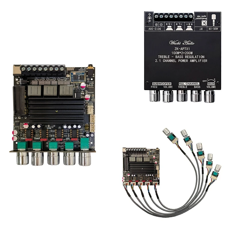 ZK-APTX1 Bluetooth Digital Amplifier 2.1 Channel Qualcomm BT Amplifier Board 100W+100W+200W Bass Amp QCC3034+TPA3221
ZK-APTX1 Bluetooth Digital Amplifier 2.1 Channel Qualcomm BT Amplifier Board 100W+100W+200W Bass Amp QCC3034+TPA3221