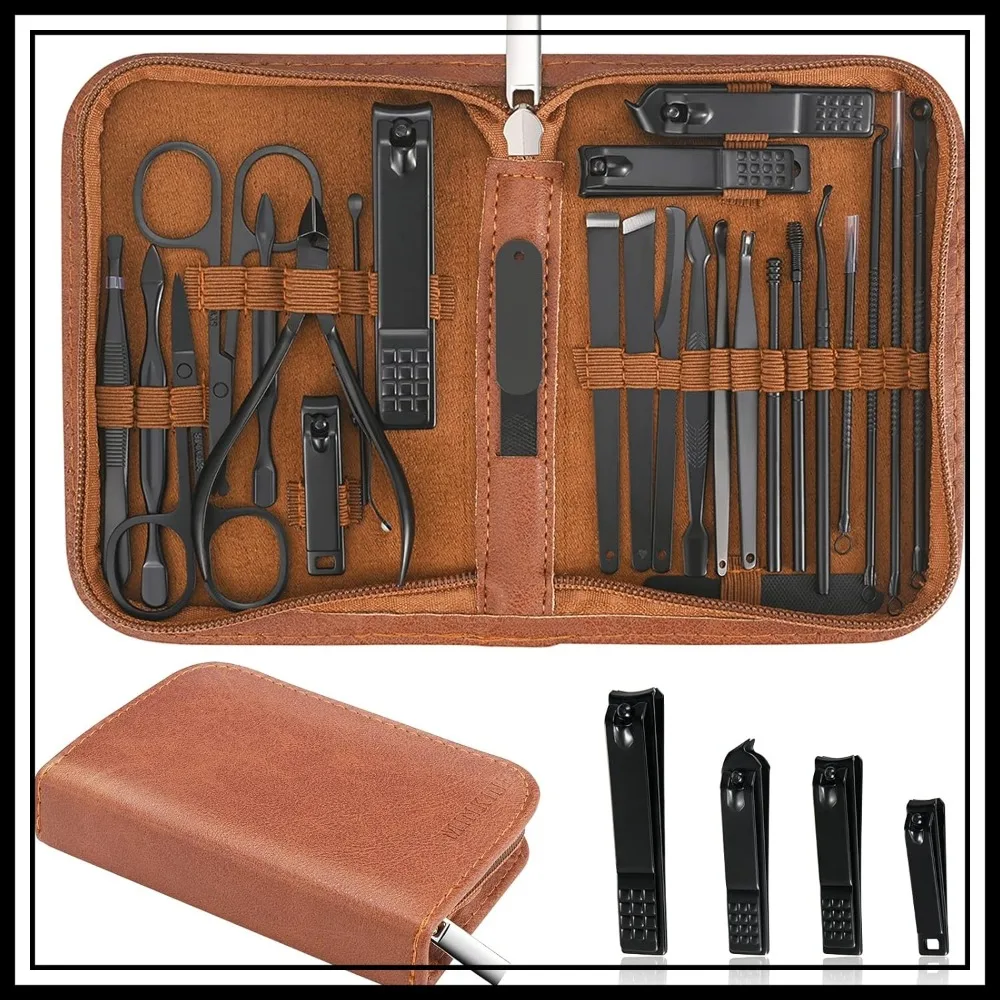 26-Piece Stainless Steel Manicure Set, Professional Nail Clipper Kit with Travel Case
26-Piece Stainless Steel Manicure Set, Professional Nail Clipper Kit with Travel Case