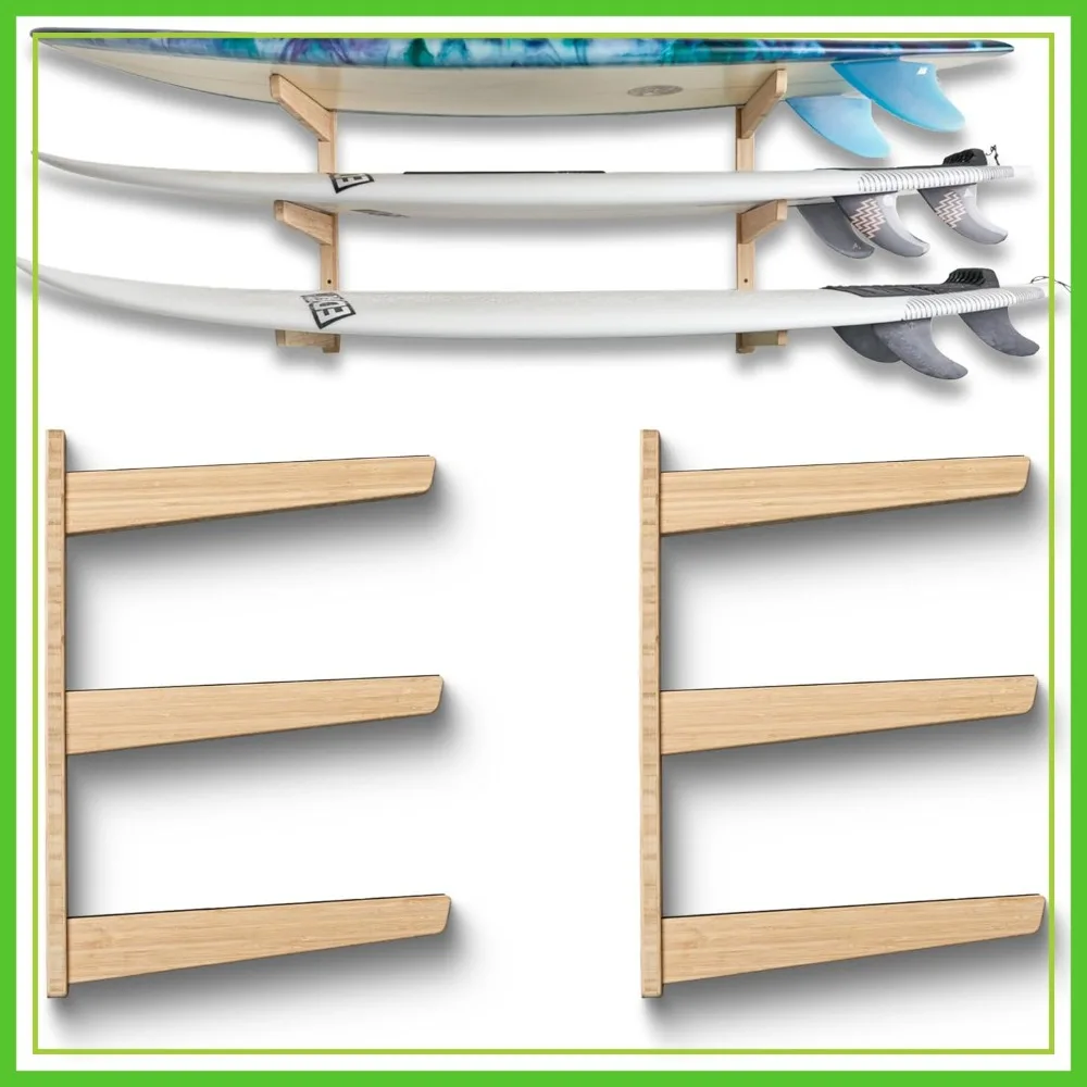 3-Board Surfboard Wall Mount, Premium Bamboo Rack for Longboards & Shortboards, Heavy-Duty Horizontal Storage, Fits Fins & Bindings
3-Board Surfboard Wall Mount, Premium Bamboo Rack for Longboards & Shortboards, Heavy-Duty Horizontal Storage, Fits Fins & Bindings