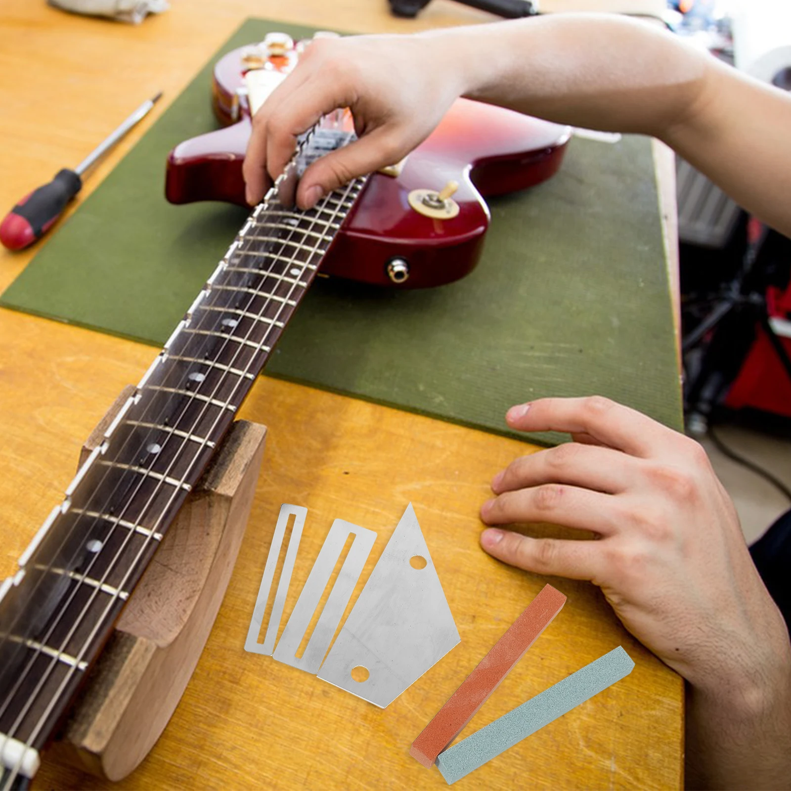 1 set 1 Set Guitar Fret Tools Guitar Repair Hammers Durable Metal Plastic Bass Repair Kit Luthier Tool String Action Gauge Ruler 
1 set 1 Set Guitar Fret Tools Guitar Repair Hammers Durable Metal Plastic Bass Repair Kit Luthier Tool String Action Gauge Ruler