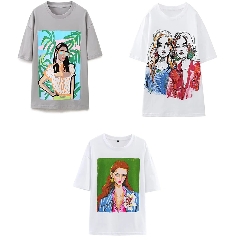 Summer Women's Printed White T-shirt Top 2026 New Fashion Short Sleeved Top Casual Women's Clothing
Summer Women's Printed White T-shirt Top 2026 New Fashion Short Sleeved Top Casual Women's Clothing