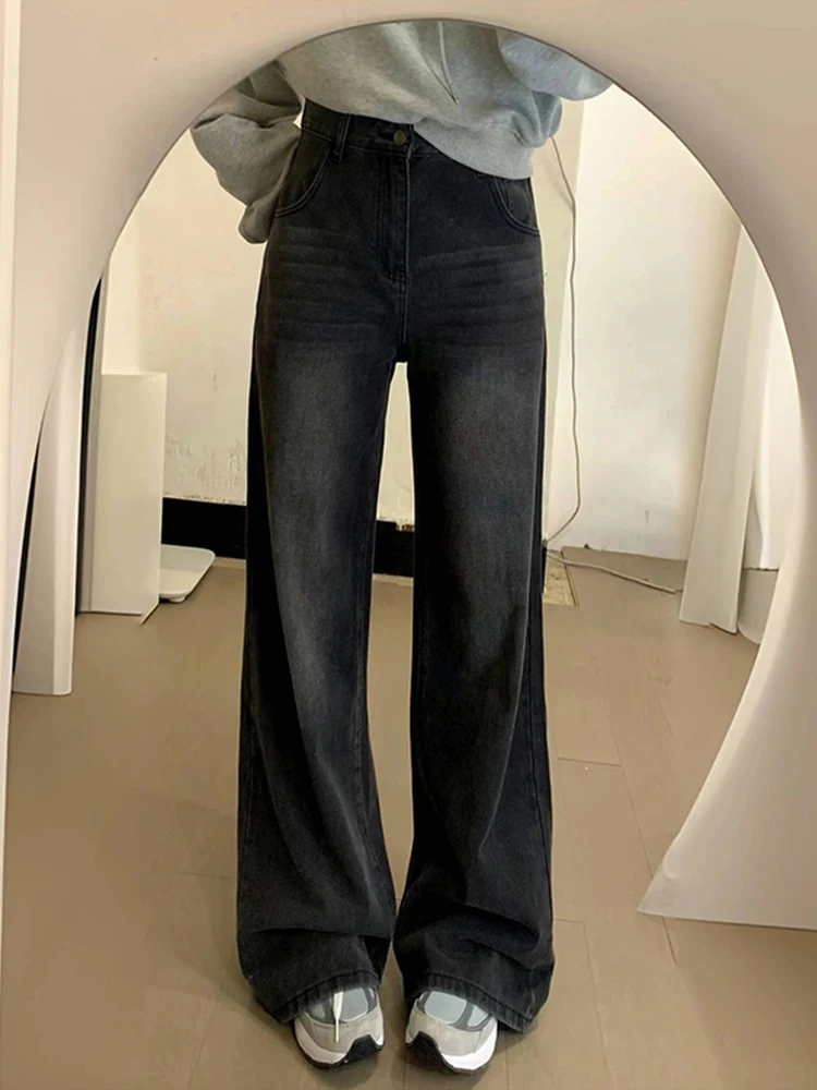Loose Wide Leg Denim Jeans Women's plus Size Black Grey American Style High Waist Floor Length Straight Leg Slimming Pants
Loose Wide Leg Denim Jeans Women's plus Size Black Grey American Style High Waist Floor Length Straight Leg Slimming Pants