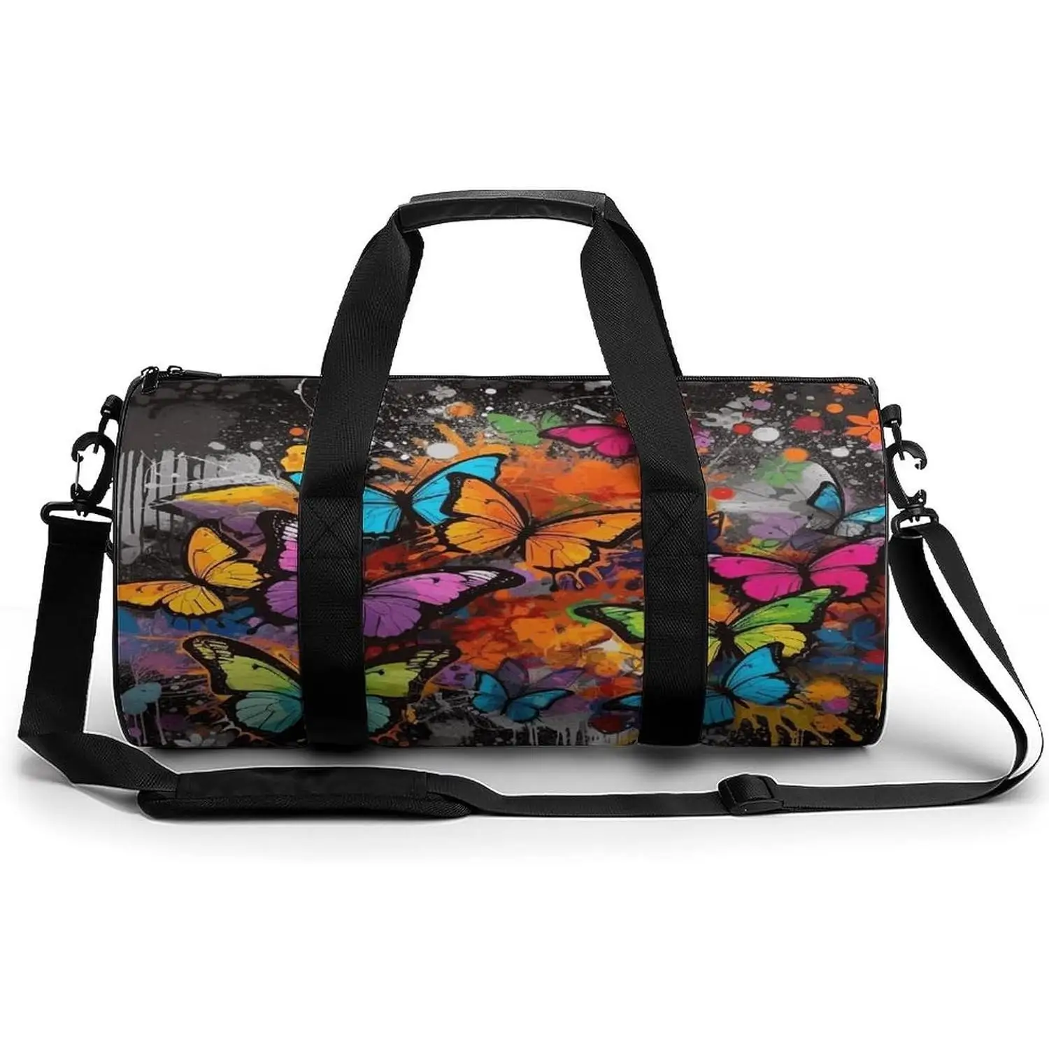 Сумка-дафл с ярким рисунком бабочек, большая вместимость, регулируемый ремень, для путешествий, спортзала, модная сумка для женщин и мужчин
Сумка-дафл с ярким рисунком бабочек, большая вместимость, регулируемый ремень, для путешествий, спортзала, модная сумка для женщин и мужчин